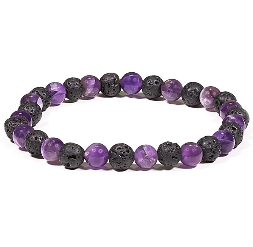Pulsera de Equilibrio con Piedra de Lava y Amatista - Mundo Tibet
