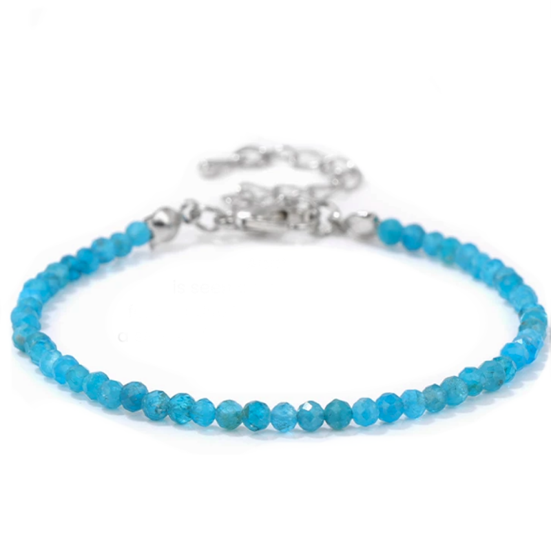Pulsera de Expresión y Despertar Interior - Apatita Azul Facetada - Mundo Tibet