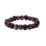 Pulsera de Fuerza Interior hecha con Rudraksha, Ojo de Tigre y Piedra de Lava - Mundo Tibet