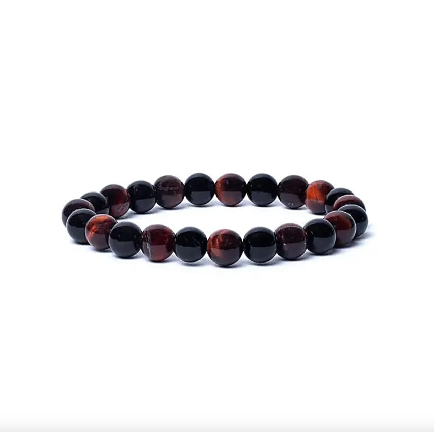 Pulsera Fuerza Serena de Ónix y Ámbar Rojo - Mundo Tibet