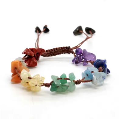 Pulsera Armonía de los 7 Chakras – Cristales y macramé ajustable - Mundo Tibet