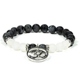 Pulsera de Labradorita, Ágata Blanca y OM - Unviers tibetano