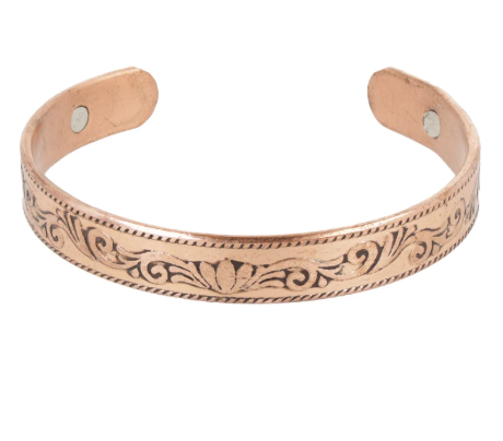 Bracelet Magnétique en Cuivre Gravé Lotus - univers tibet