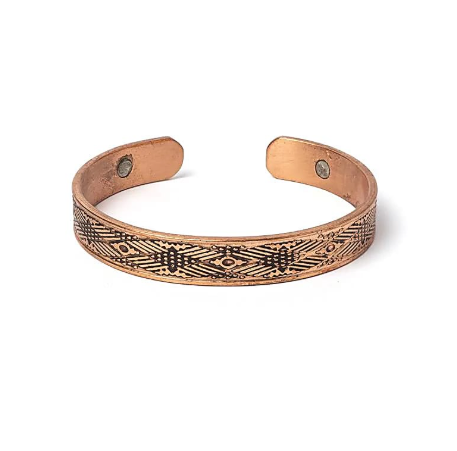 Bracelet Magnétique en Cuivre Gravé Rayures Croisées – 1098 Gauss - univers tibet