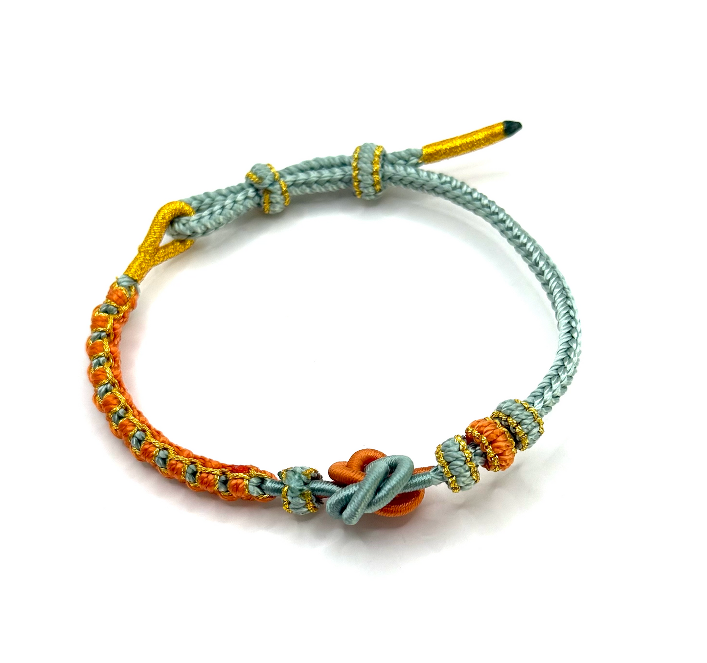 Pulsera Mandala Flor de Pescado Naranja Verde Claro - Mundo Tibet