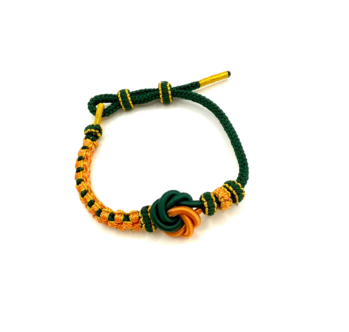Pulsera Mandala Flor de Pescado Naranja Verde Oscuro - Mundo Tibet
