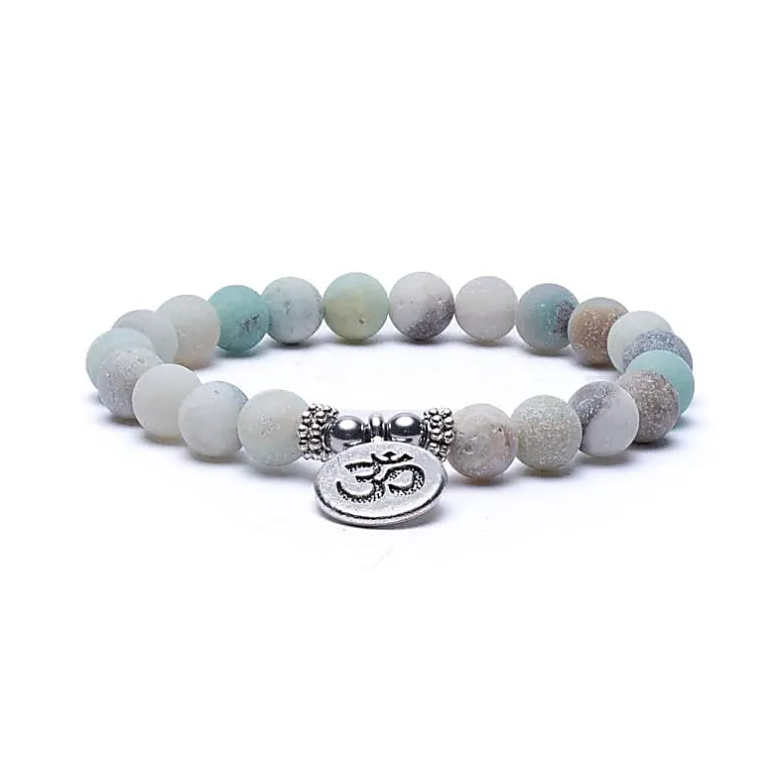 Pulsera Om de amazonita – Serenidad, expresión y chakra de la garganta - Mundo Tibet