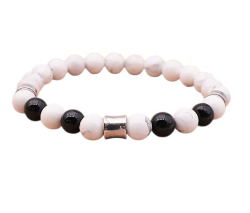 Pulsera de Protección y Equilibrio con Ónix y Howlite Blanca - Mundo Tibet