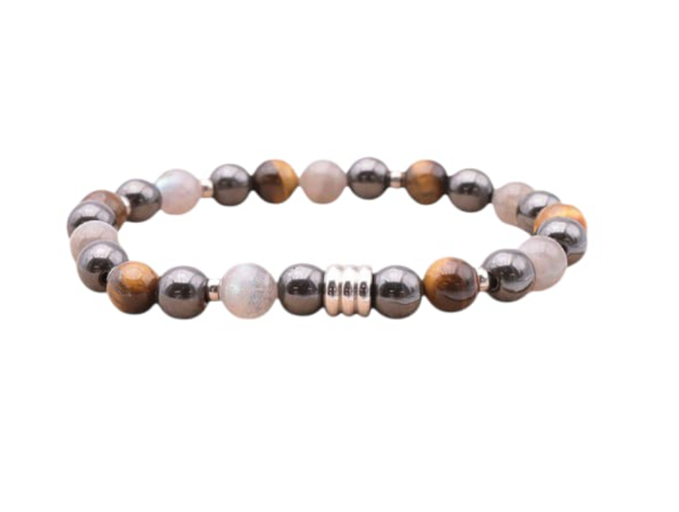 Pulsera Sentinel – Labrado, Ojo de Tigre y Hematita - Mundo Tibet