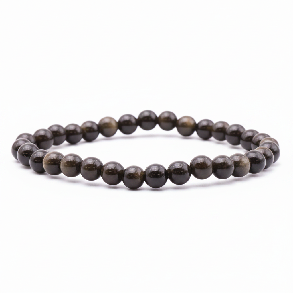 Bracelet Solaris en Obsidienne Dorée – Perles 6 mm - univers tibet