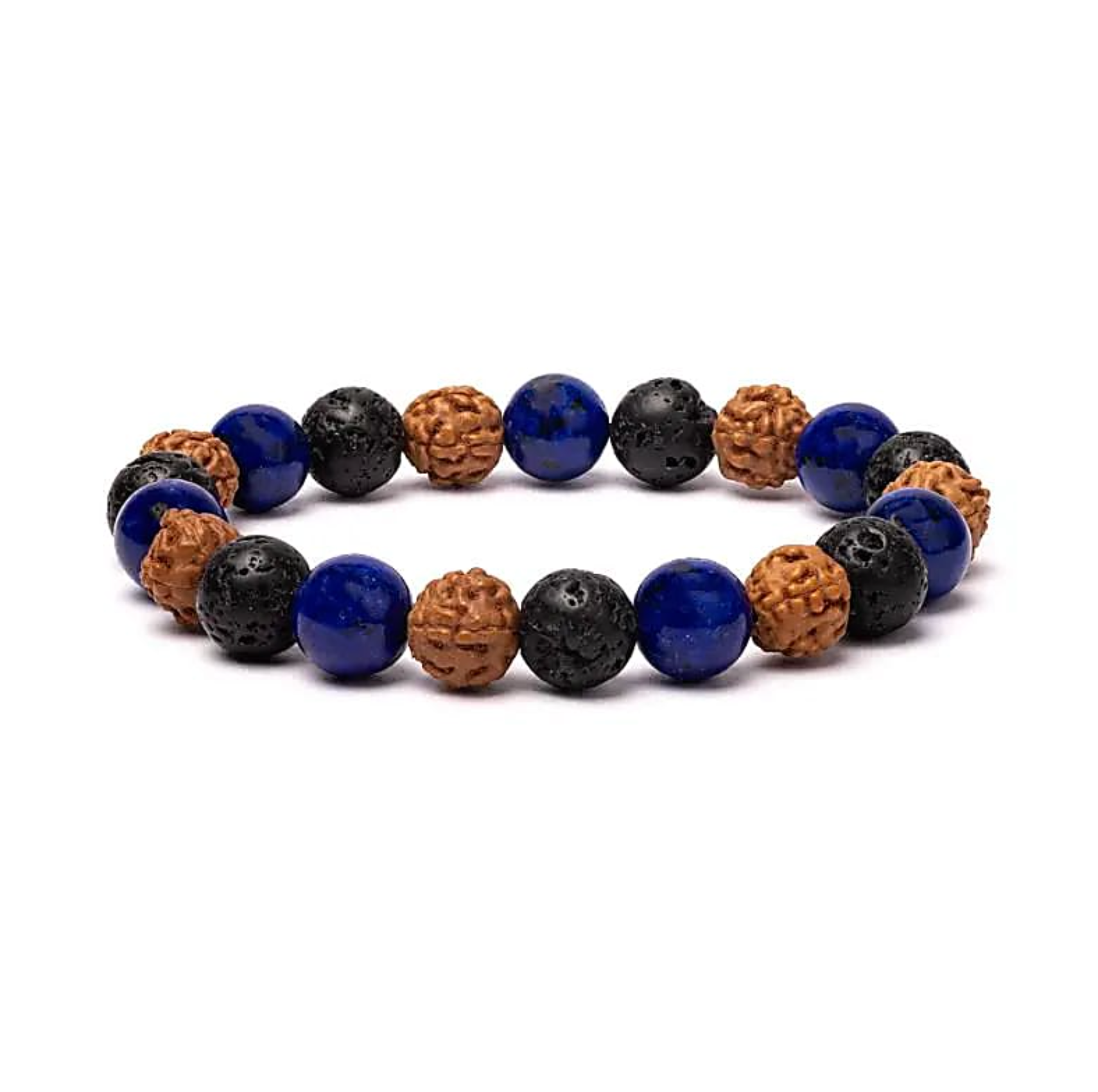 Pulsera Espiritual Armonía Celestial - Piedra de Lava, Rudraksha y Sodalita - Universo Tibetano