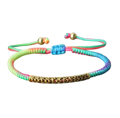 Pulsera Tibetana Budista Trenzada a Mano, Amuleto Arcoíris - Mundo Tibet