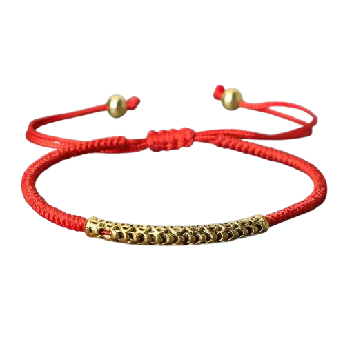 Pulsera Tibetana Budista Trenzada a Mano, Amuleto Rojo