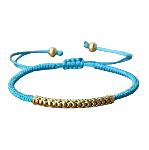 Pulsera Tibetana Budista Trenzada a Mano, Amuleto Turquesa - Mundo Tibet