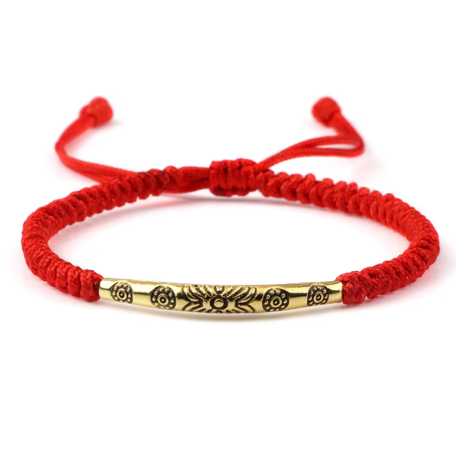 Pulsera Tibetana Budista Trenzada a Mano en Rojo - Mundo Tibet