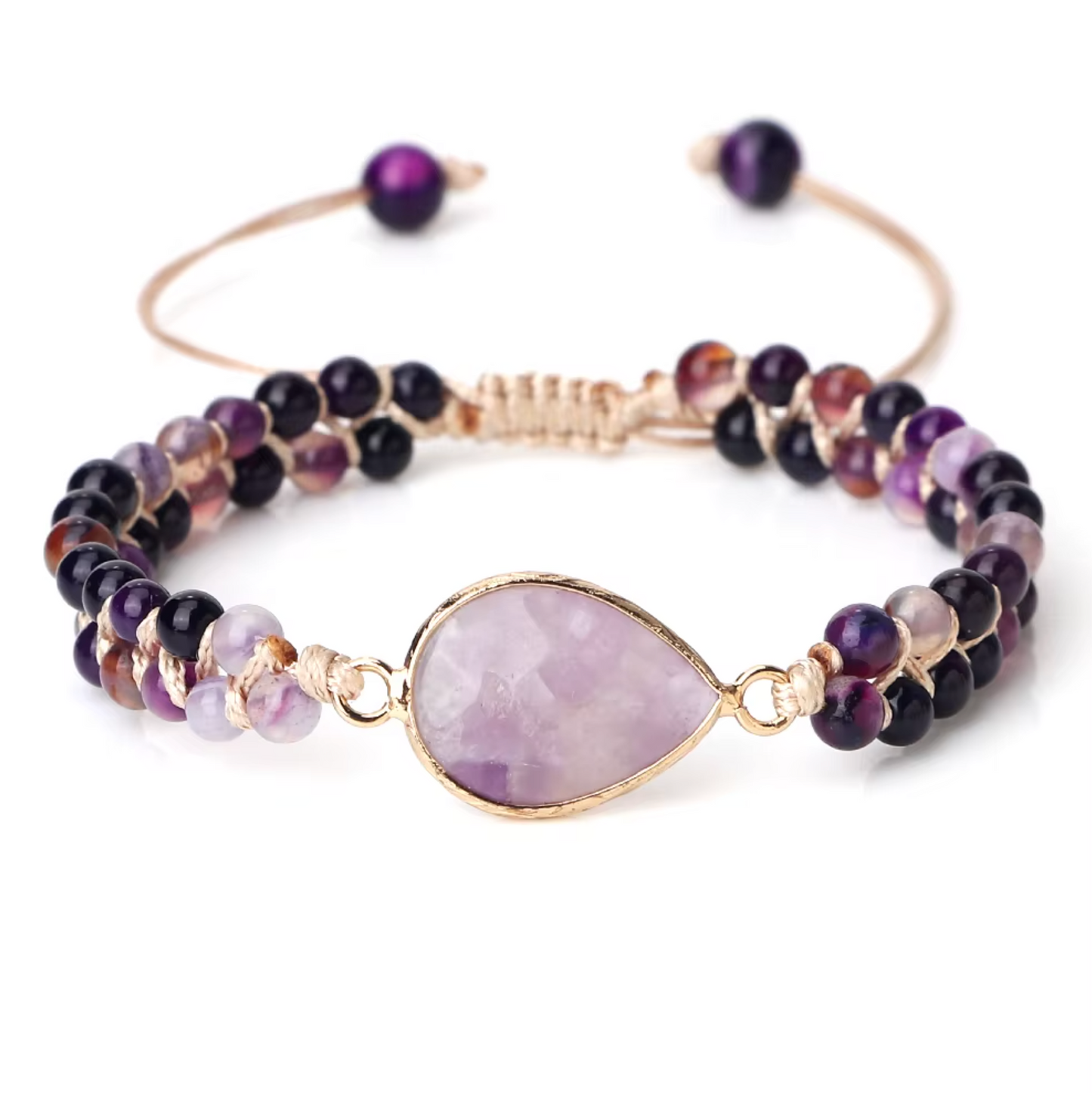 Pulsera Tibetana de Perlas de Ágata Violeta - Mundo Tibet