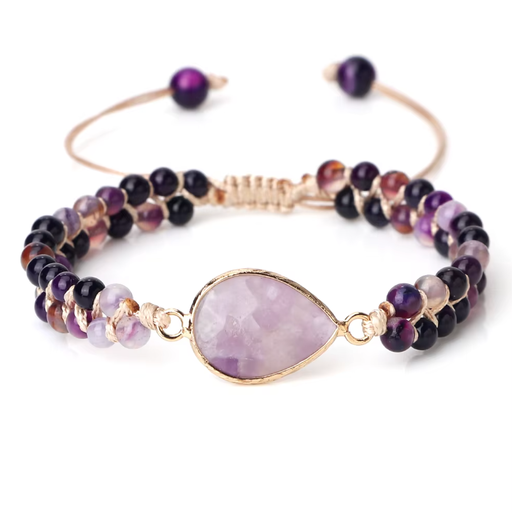 Pulsera Tibetana de Perlas de Ágata Violeta - Mundo Tibet