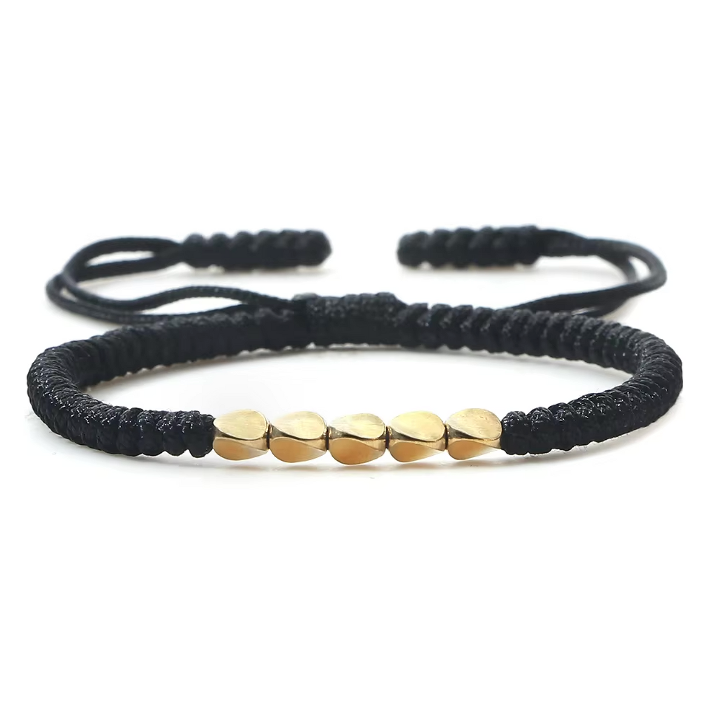 Pulsera tibetana de buena suerte, adornada con cuentas de cobre negro - estilo gótico