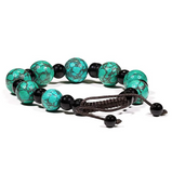 Pulsera Tibetana para el Equilibrio Interior – Turquesa y Ágata Negra (Ajustable) - Mundo Tibet