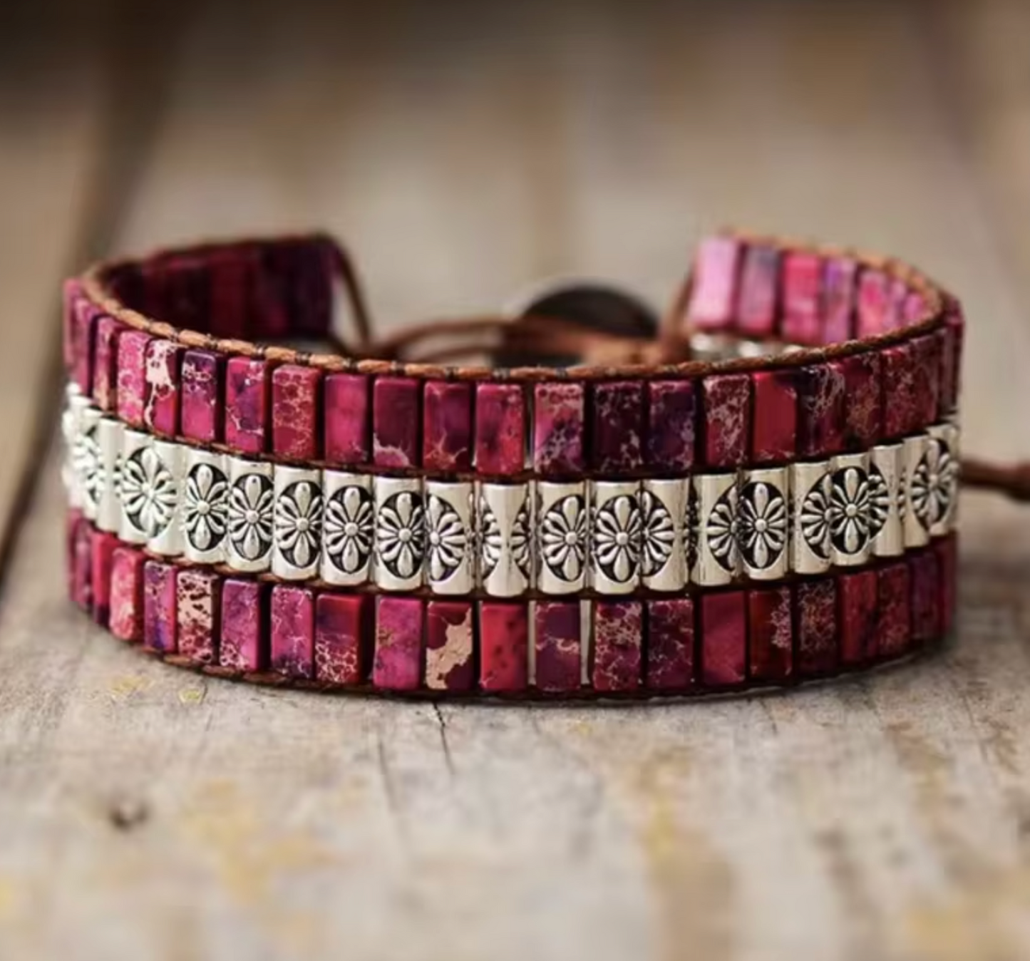 Pulsera Tibetana de Energía Jaspe Rojo