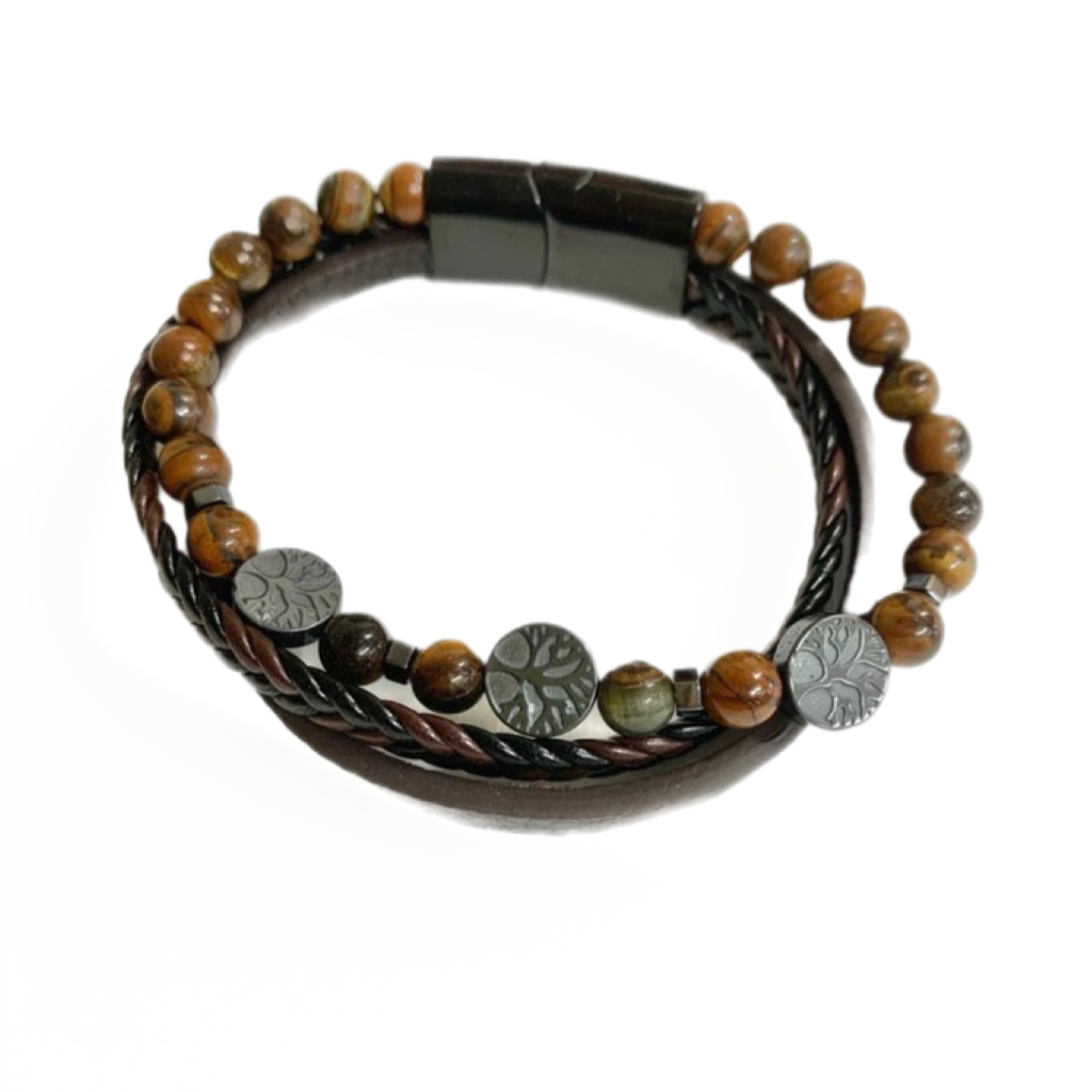 Pulsera Triple Ojo de Tigre Árbol de la Vida – Protección y Fuerza Interior - Mundo Tibet