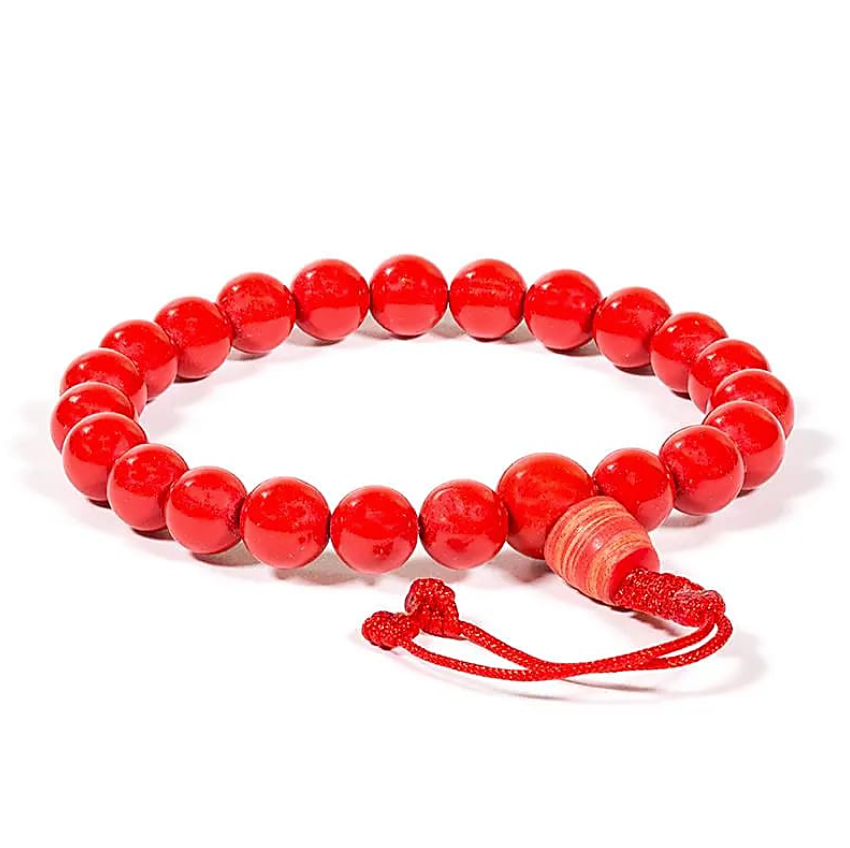 Pulsera Vitalidad Roja – 21 Perlas de Pasta de Coral – Mundo Tibet