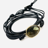 Pulsera de tejido - Labradorita - Color marrón - Mundo Tibet