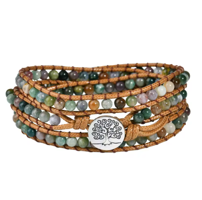 Pulsera Wrap Anantaya – Ágata India y Árbol de la Vida - Mundo Tibet