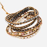 Pulsera de Jaspe y Cristal, 5 Nudos - Mundo Tibet