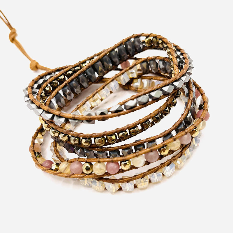 Pulsera de Jaspe y Cristal, 5 Nudos - Mundo Tibet
