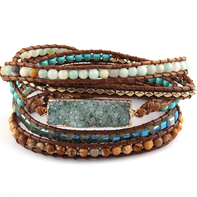 Pulsera Wrap de Turquesa y Lapislázuli - Mundo Tibet