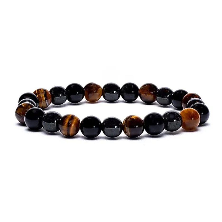 Pulsera de ojo de tigre, hematita y obsidiana – Protección y conexión a tierra - Universo tibetano