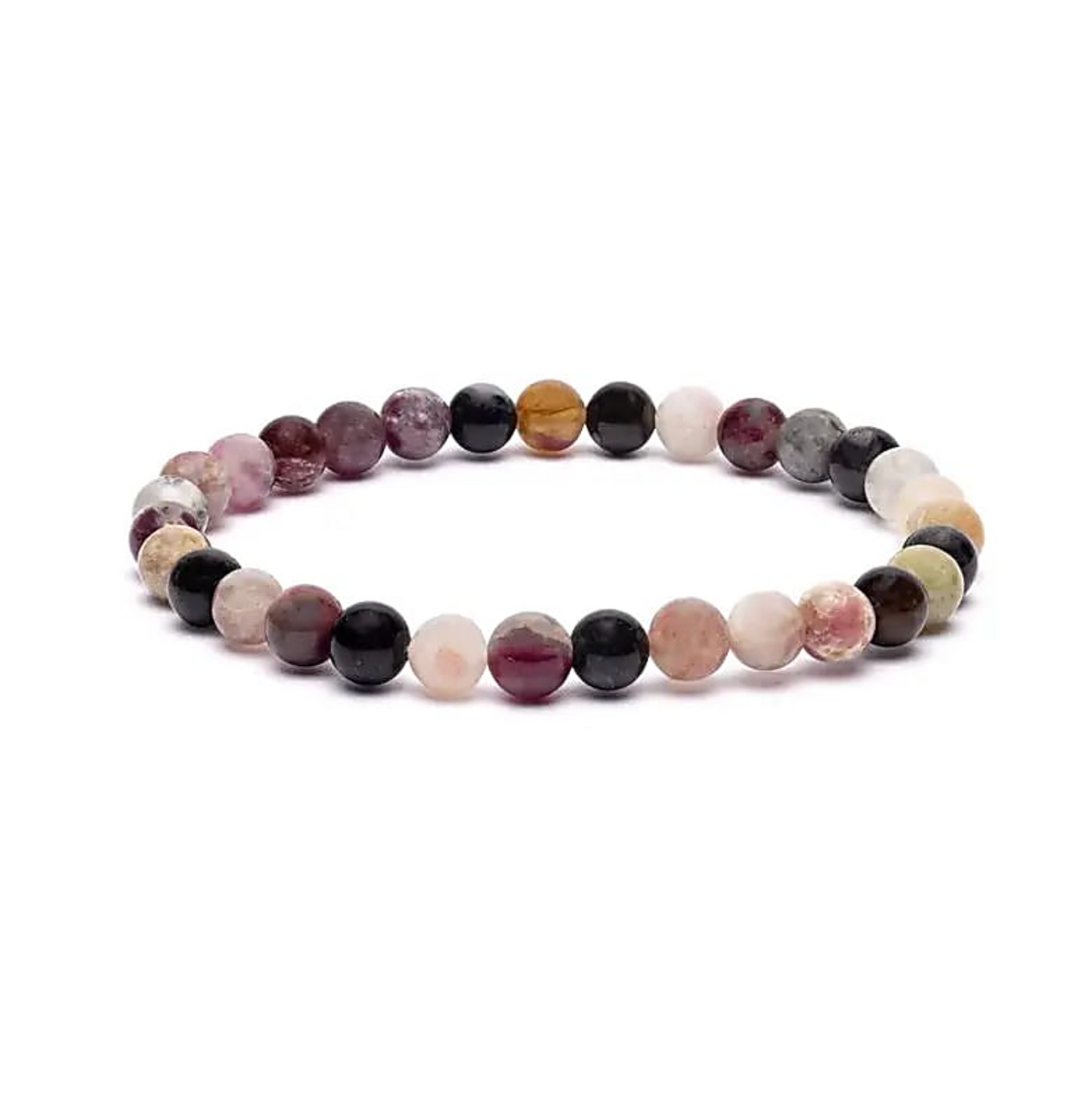 Pulsera elástica de turmaline natural mixta - Mundo Tibet
