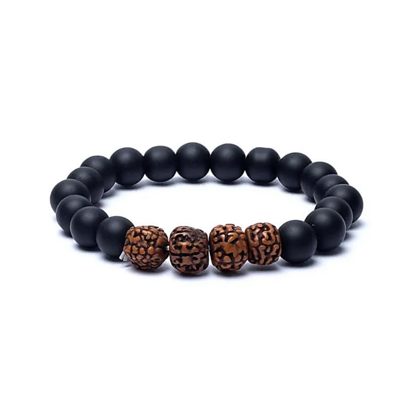 Pulsera Equilibrio del Guerrero Interior – Ónix y Rudraksha - Mundo Tibet