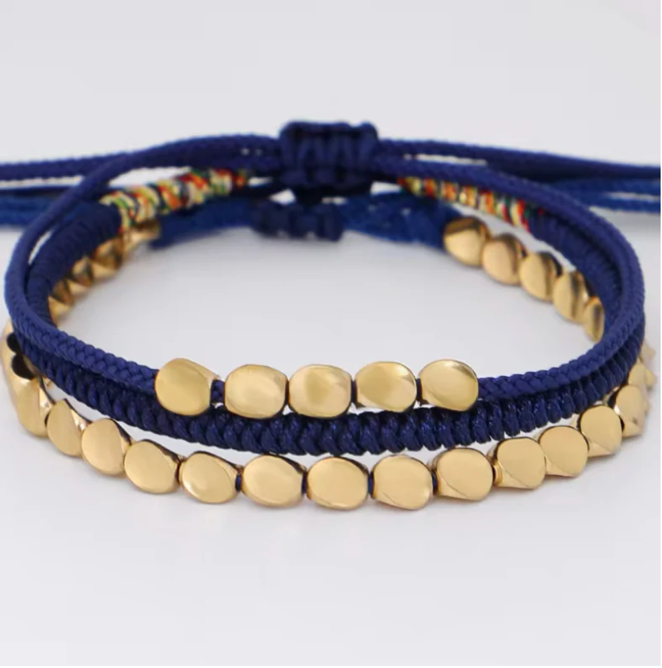 Pulseras Tibetanas de la Suerte - Set de 3 Azul Marino - Mundo Tibet