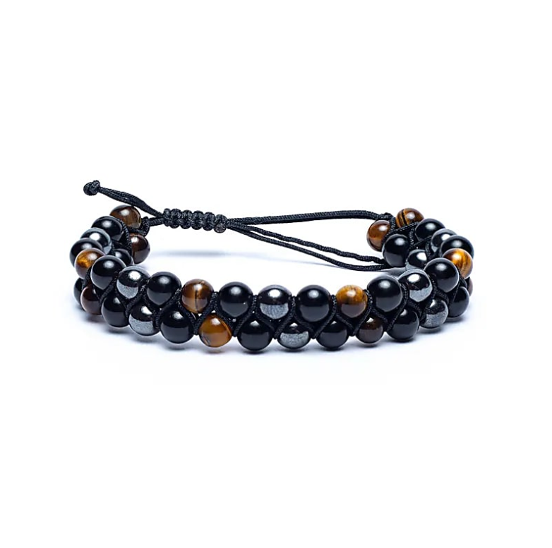 Pulsera de Hematita y Obsidiana con Ojo de Tigre - Mundo Tibet