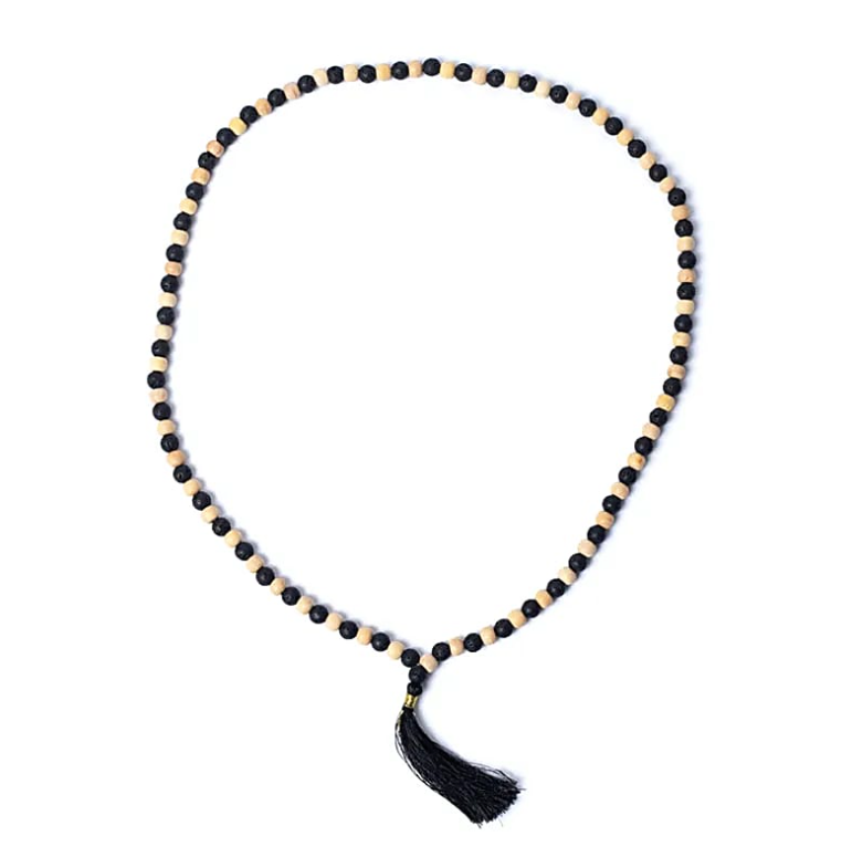 Mala de Madera de Tulsi y Piedras de Lava