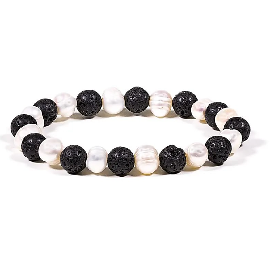 pulsera de lava y perlas - Mundo Tibet