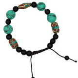 pulsera de turquesa, coral y ágata negra - Mundo Tibet