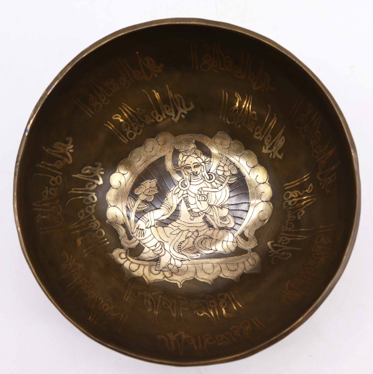 Bol Tibetano de Buda Dorado de 19 cm