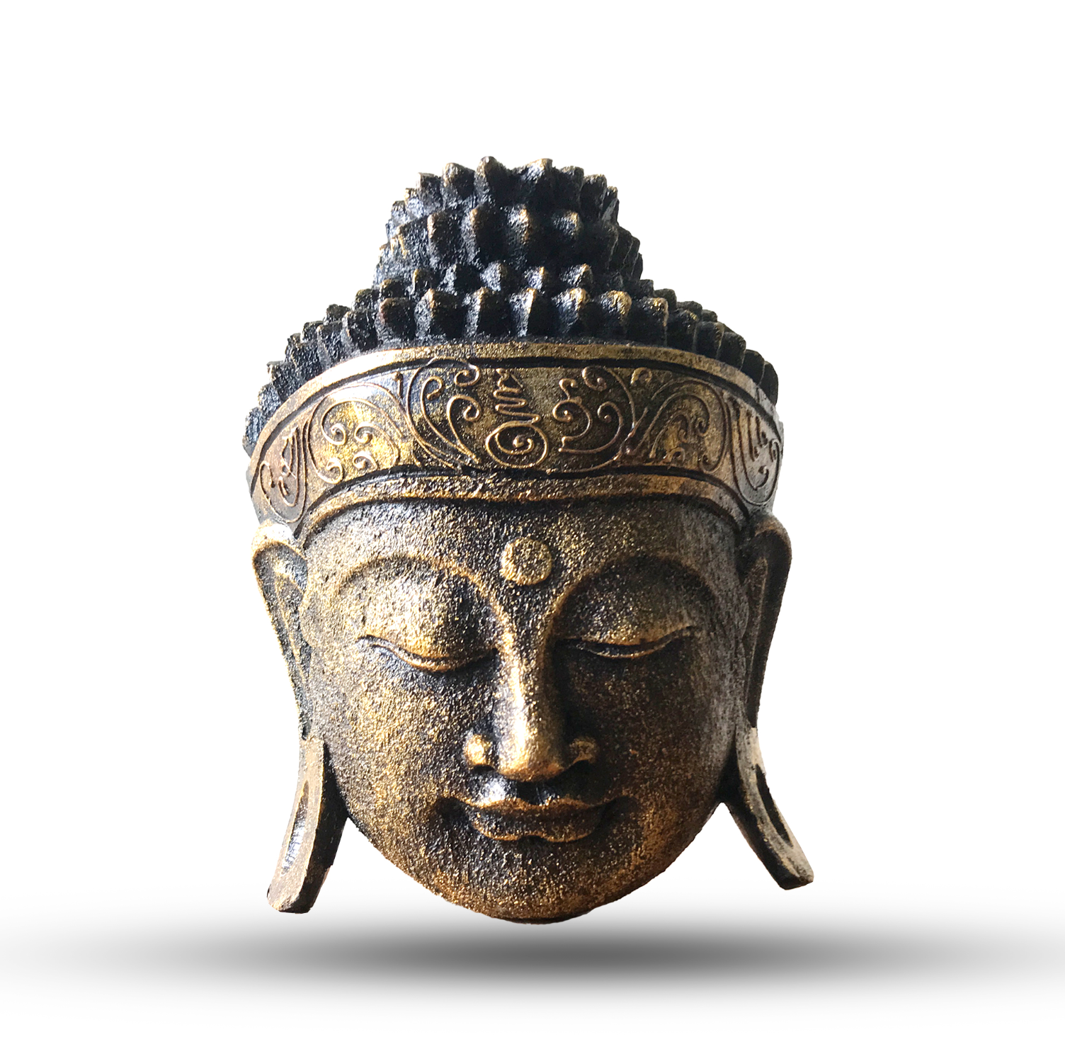 Cabeza de Buda de Oro esculpida en Madera de Albacia