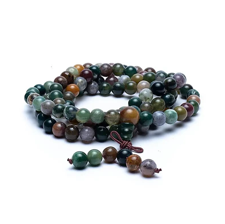 Mala de 108 Perlas de Agata Multicolor