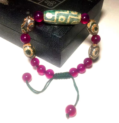 Pulsera Dzi de 9 Ojos, Talismán de Buena Suerte