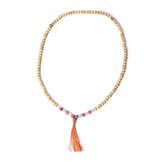 Mala de Tulsi, Thulite y Cuarzo Rosa