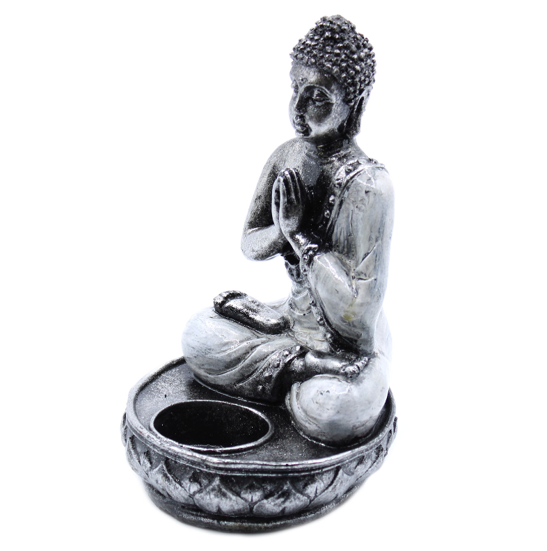 Estatuilla de Buda en Postura de Oración con Velas
