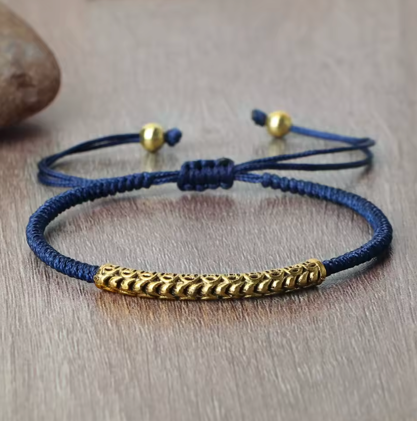 Pulsera Budista de Suerte Azul Marino