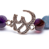 Pulsera de Amatista, Aventurina, Cristal de Roca y Om