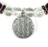 Pulsera de Amatista Cristal de Roca Flor de Vida