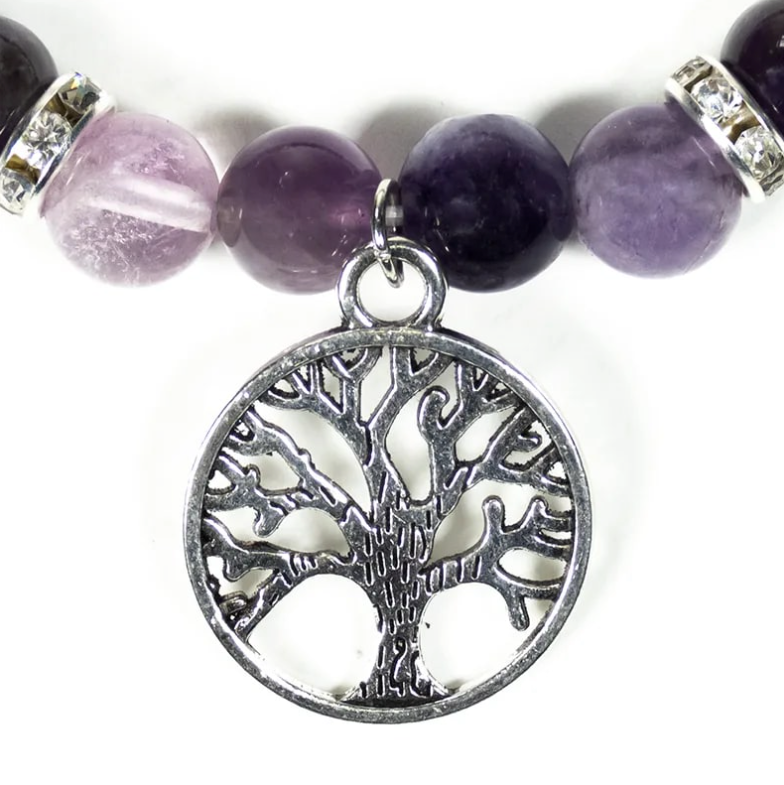 Pulsera de Fluorita y Amatista Árbol de la Vida