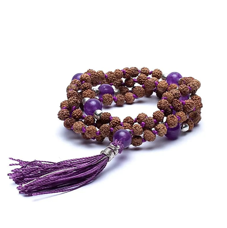 Mala de Rudraksha y Amatista